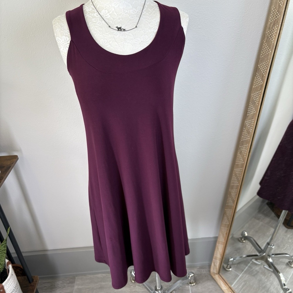 Ellen Parker Womens S Purple A Line Dress Minimalist Workwear Stretch Polyester